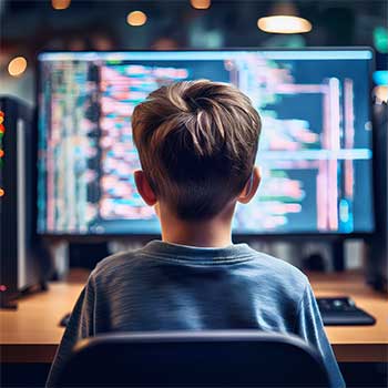 Enfant qui programme sur ordinateur